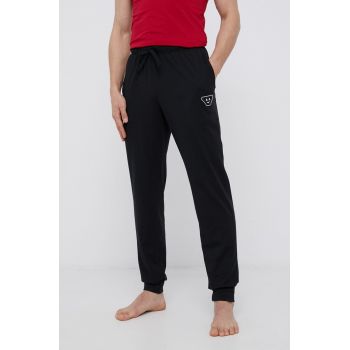 Emporio Armani Underwear Pantaloni de pijama bărbați, culoarea negru, cu imprimeu
