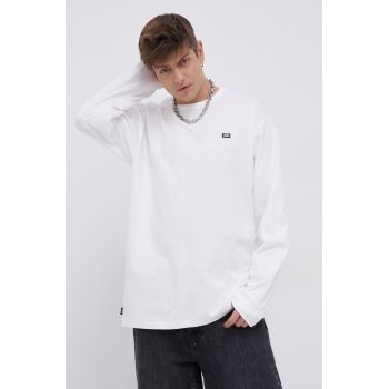 Vans Longsleeve din bumbac culoarea alb, material neted