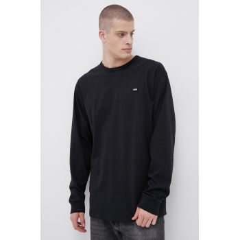 Vans Longsleeve din bumbac culoarea negru, material neted