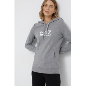 EA7 Emporio Armani Bluză femei, culoarea gri, material neted
