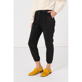 Pantaloni sport din fleece cu snur in talie Karoi