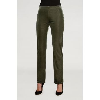 Wolford Pantaloni femei, culoarea verde, lat, high waist
