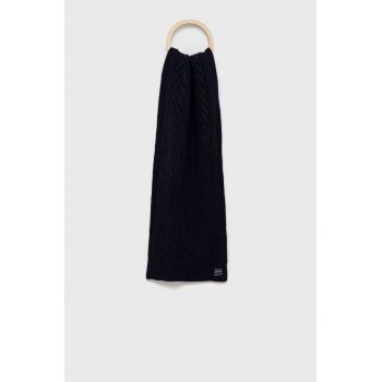 Superdry Eșarfă din amestec de lână culoarea albastru marin, material neted