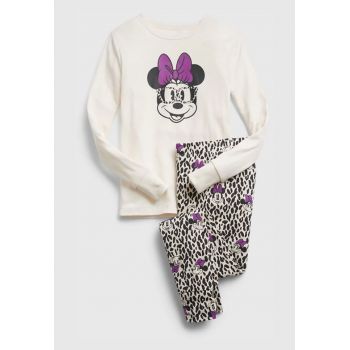 Pijama de bumbac organic cu imprimeu Minnie Mouse