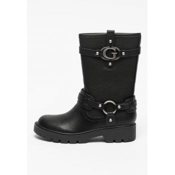 Ghete biker de piele ecologica cu decoratii metalice Randa