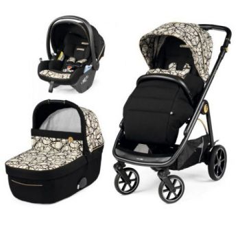 Carucior 3 in 1 Peg Perego Veloce, Lounge, 0 - 22 kg, Graphic Gold, Negru / Bej de firma original