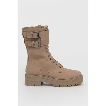 Aldo Bocanci de piele Ethaohan femei, culoarea bej, cu toc plat Aldo Bocanci de piele Ethaohan femei, culoarea bej, cu toc plat