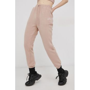 Sixth June Pantaloni femei, culoarea galben, material neted