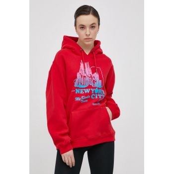 Superdry Bluză femei, culoarea rosu, cu imprimeu