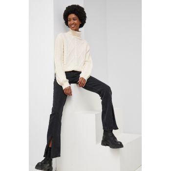 Answear Lab Pulover femei, culoarea crem, cu guler