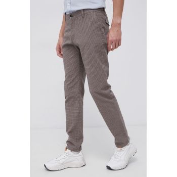 Sisley Pantaloni bărbați, culoarea maro, model drept