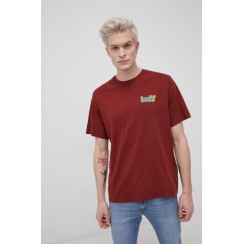 Levi's Tricou din bumbac culoarea bordo, material neted ieftin