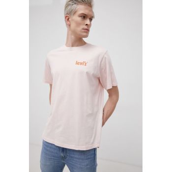 Levi's Tricou din bumbac culoarea roz, material neted ieftin