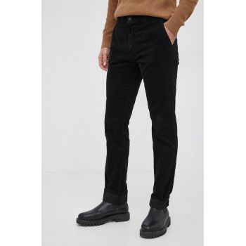 Sisley Pantaloni bărbați, culoarea negru, model drept