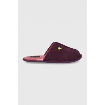 Lyle & Scott Papuci de casa culoarea bordo de firma originali