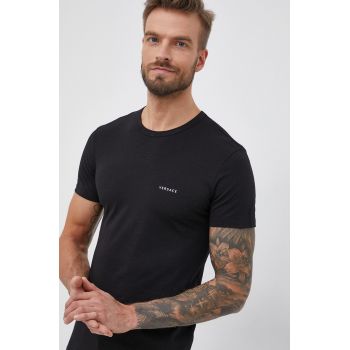 Versace tricou (2-pack) bărbați, culoarea negru, material uni