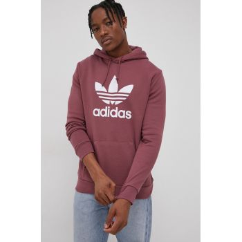 Adidas Originals hanorac de bumbac HE9498 bărbați, culoarea roz, cu imprimeu HE9498-QCRI/WHT