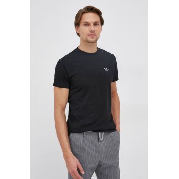 Pepe Jeans Tricou Basic bărbați, culoarea negru, material neted