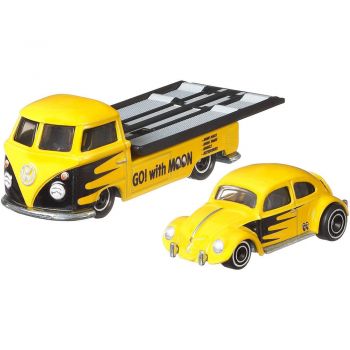 Camion Hot Wheels by Mattel Car Culture Volkswagen Transporter T1 Pickup cu masina Volkswagen Classic Bug