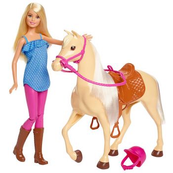Set Barbie by Mattel Family Pets papusa cu cal