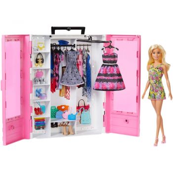 Set Barbie by Mattel Fashion and Beauty Dulap cu haine si papusa
