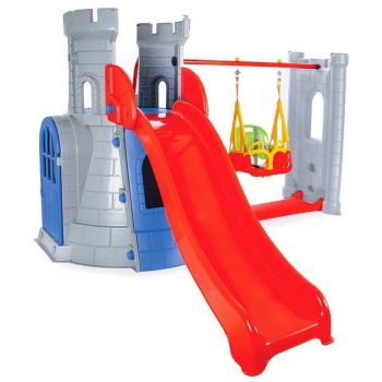 Centru de joaca Pilsan Castle Slide and Swing Set grey la reducere