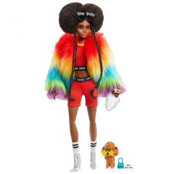 Papusa Barbie by Mattel Extra Style Curcubeu GVR04 cu figurina si accesorii