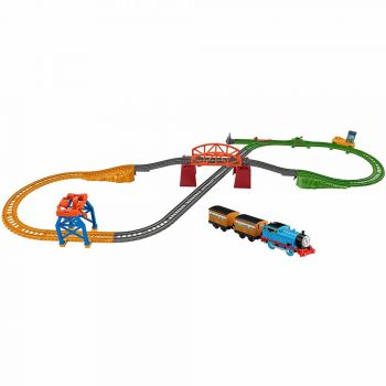 Set Fisher Price by Mattel Thomas and Friends 3 in 1 cu sina, vagoane si locomotiva motorizata