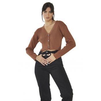 Cardigan crop cu nasturi