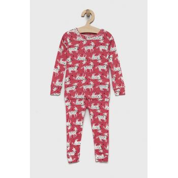GAP Pijamale de bumbac pentru copii culoarea roz, modelator