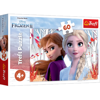 Puzzle Trefl Disney Frozen 2, Lumea fermecata a lui Anna si Elsa 60 piese ieftin