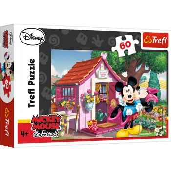 Puzzle Trefl Disney Mickey Mouse, Mickey si Minnie in gradina 60 piese ieftin