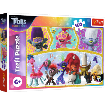 Puzzle Trefl DreamWorks Trolls, Lumea fericita a Trolilor 160 piese ieftin