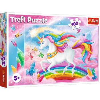 Puzzle Trefl Lumea de cristal a unicornilor 100 piese ieftin