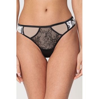 Chiloti tanga cu segment de dantela