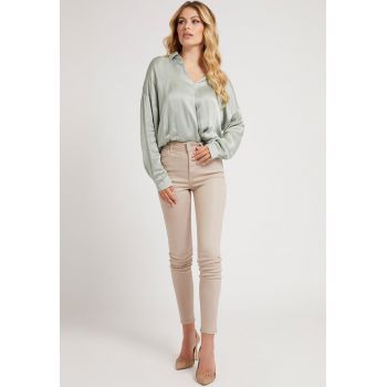 Bluza din amestec de matase cu guler clasic