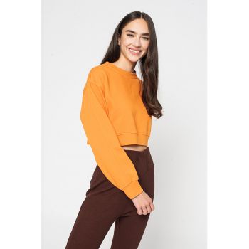 Bluza sport crop cu maneci cazute