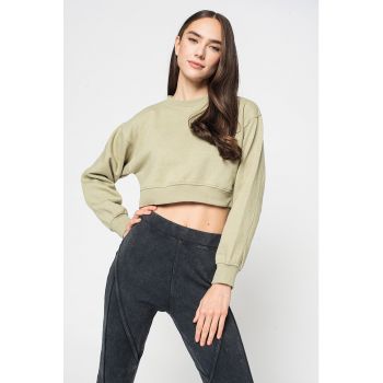 Bluza sport crop cu maneci cazute