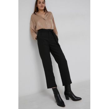 Answear Lab Pantaloni femei, culoarea negru, model drept, high waist