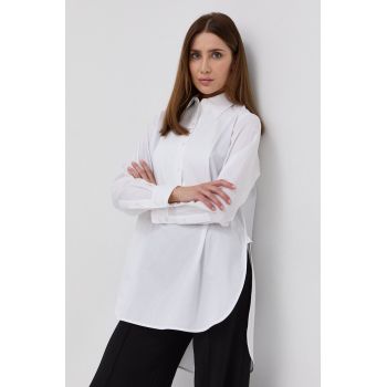 Victoria Beckham Bluză din bumbac femei, culoarea alb, material neted