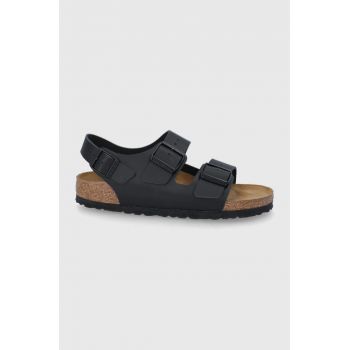 Birkenstock sandale de piele Milano femei, culoarea negru, 34193