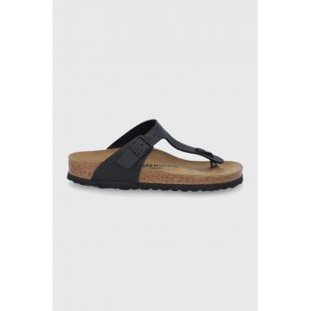 Birkenstock slapi Gizeh femei, culoarea negru, cu toc plat, 43693