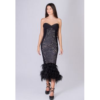 Rochie cu croiala sirena si insertii cu model zebra