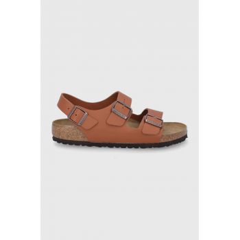 Birkenstock Sandale de piele Milano bărbați, culoarea maro