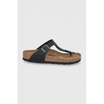 Birkenstock șlapi de piele Gizeh culoarea negru 845251-Oil.Blk