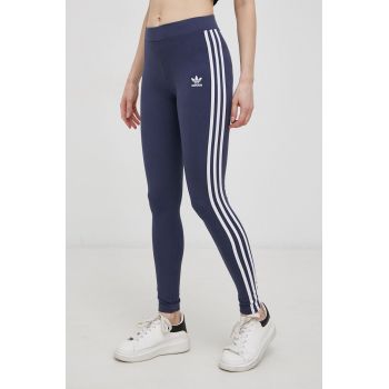 Adidas Originals Colanți HD2347 femei, culoarea albastru marin, material neted