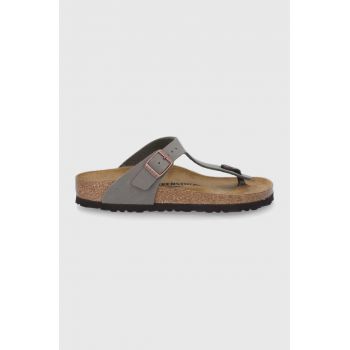 Birkenstock șlapi Gizeh femei, culoarea gri, cu toc plat 43393-Stone