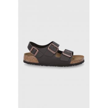 Birkenstock sandale de piele Milano femei, culoarea maro, 34103 Birkenstock sandale de piele Milano femei, culoarea maro, 34103