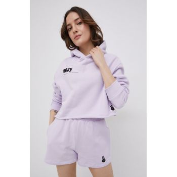 OCAY hanorac de bumbac femei, culoarea violet, cu imprimeu de firma original