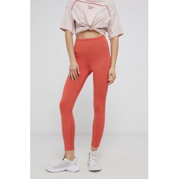 Reebok leggins de antrenament H51826 femei, culoarea portocaliu, neted